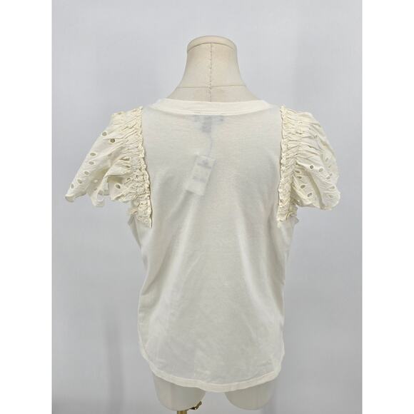 Express Ivory Ruffle Sleeve Tee – Size M – NWT - Picture 3 of 6